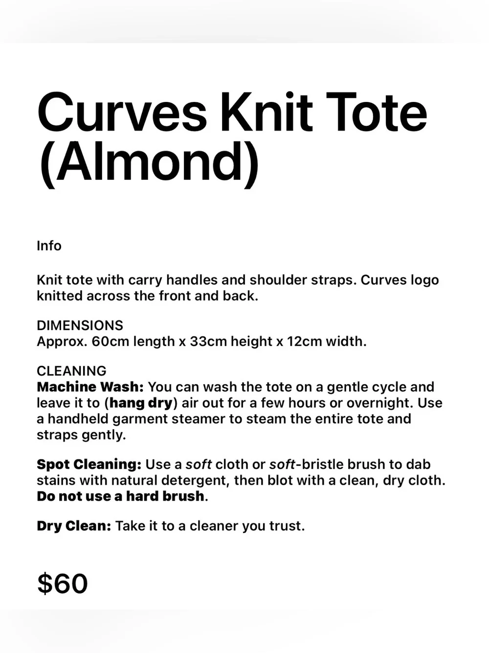 Curves by Sean Brown Knit Tote Almond